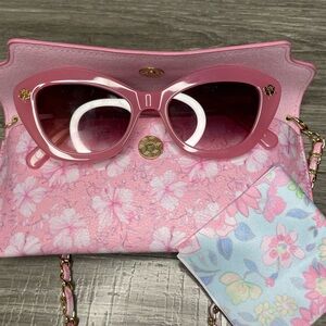 Love Shack Fancy Pink Floral Sunglasses - With Case And Cloth